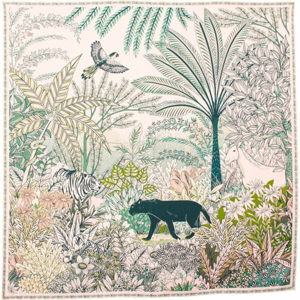 Silk Scarf Elsa Panther Blue Jean - 90X90 cm