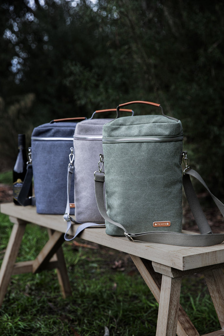 Kayce Navy Insulated Double Wine Bag