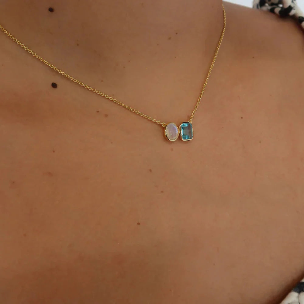 Skylar Necklace - Moonstone / Blue Topaz