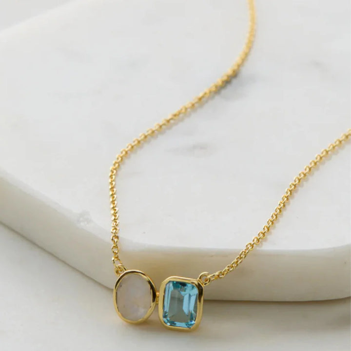 Skylar Necklace - Moonstone / Blue Topaz