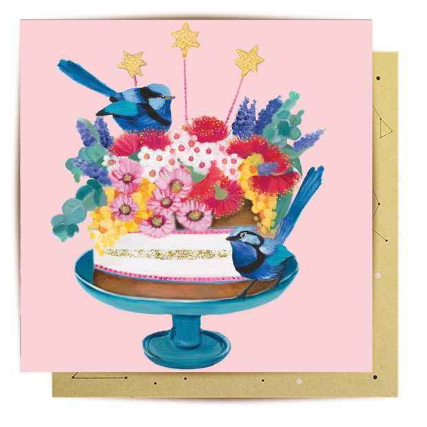 Birthday Bird Cake Greeting Card