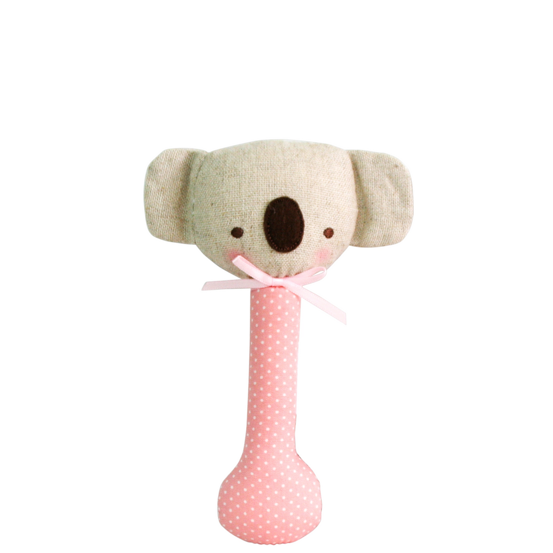 Alimrose Baby Koala Stick Rattle Pink with White Spot