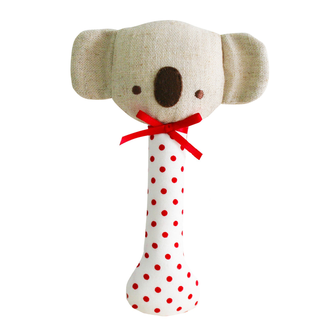 Baby Koala Stick Rattle - Red Spot