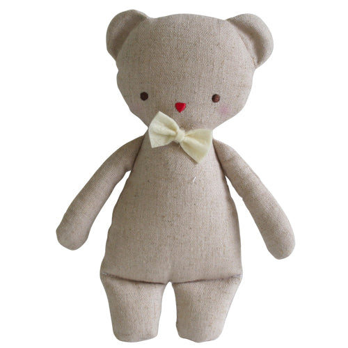 Linen Mini Rattle Bear 18cm