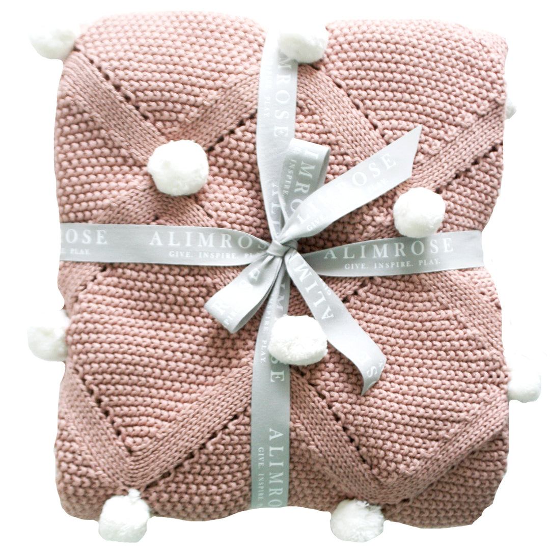 Organic Pom Pom Blanket - Ivory & Blossom
