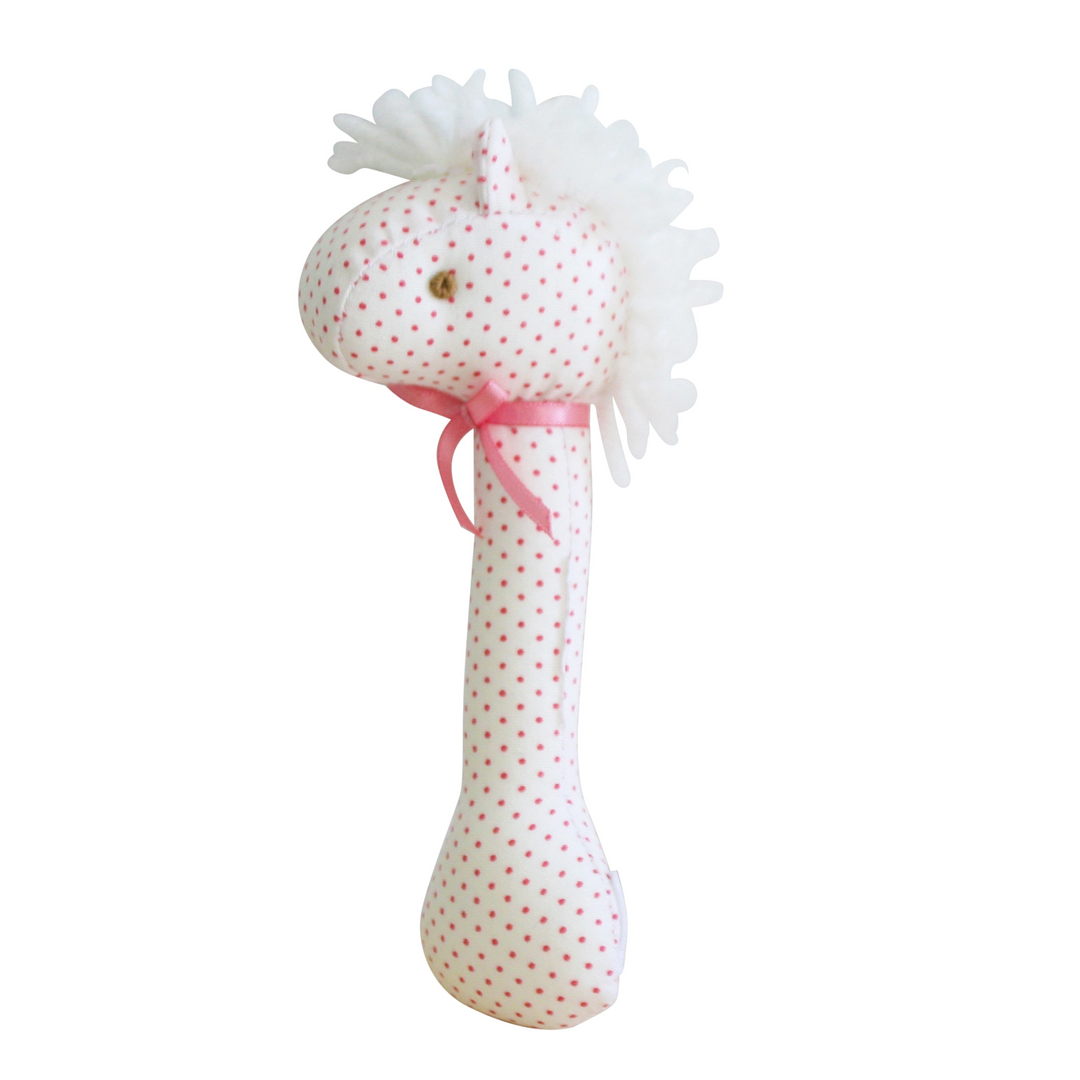 Alimrose Horse Stick Rattle - Spotty Pink
