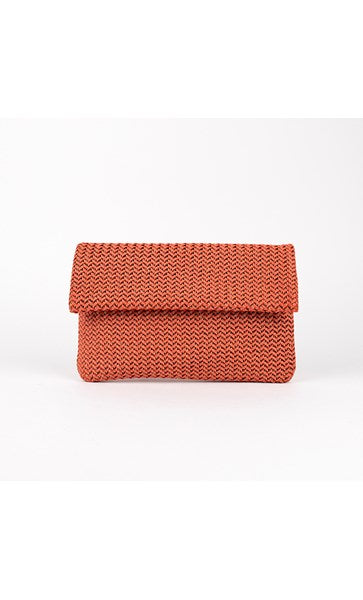 Braid Weave Flap Over Clutch by Adorne