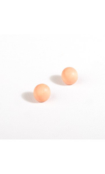 Small Timber Button Stud Earrings in Peach by Adorne