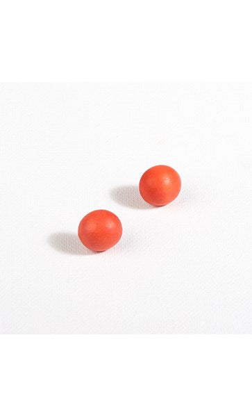 Small Timber Button Stud Earrings - Terracotta by Adorne