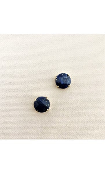 Clawed Natural Stone Stud Earrings - Blue by Adorne