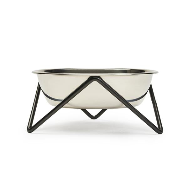 Meow Cat Bowl - Black with Stanless Steel Bowl by Bendo