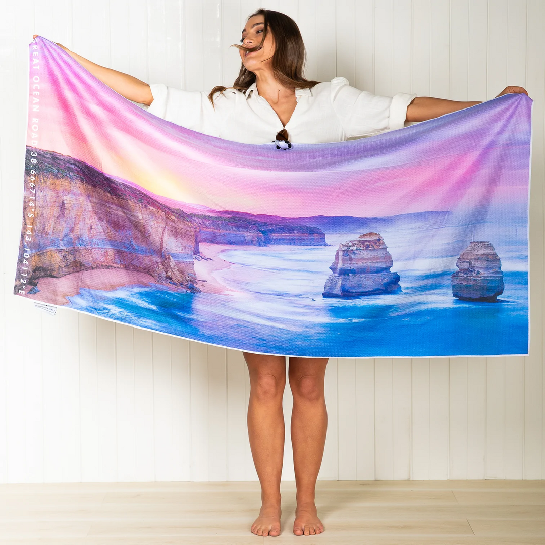 Destination Label Ocean Road Rainbow Beach Towel