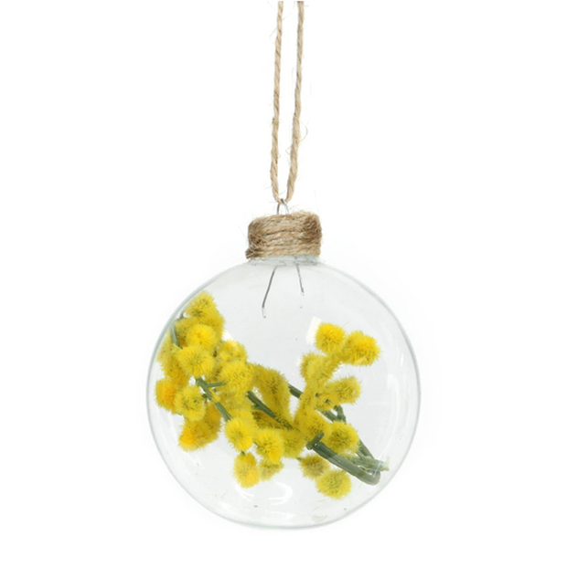Glass Wattle Bauble - Yellow
