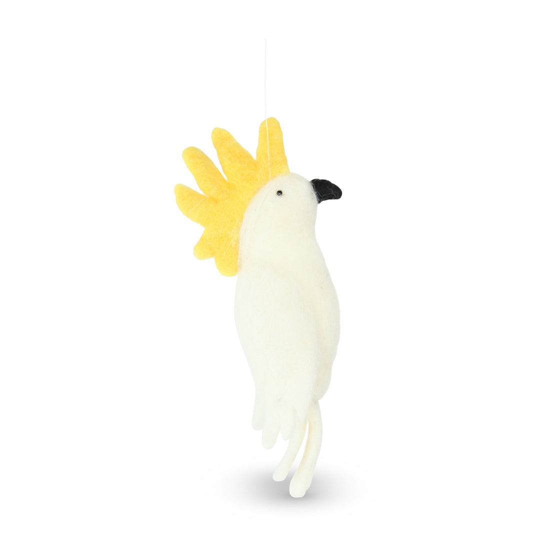 Wool Hanging Cockatoo - Yellow