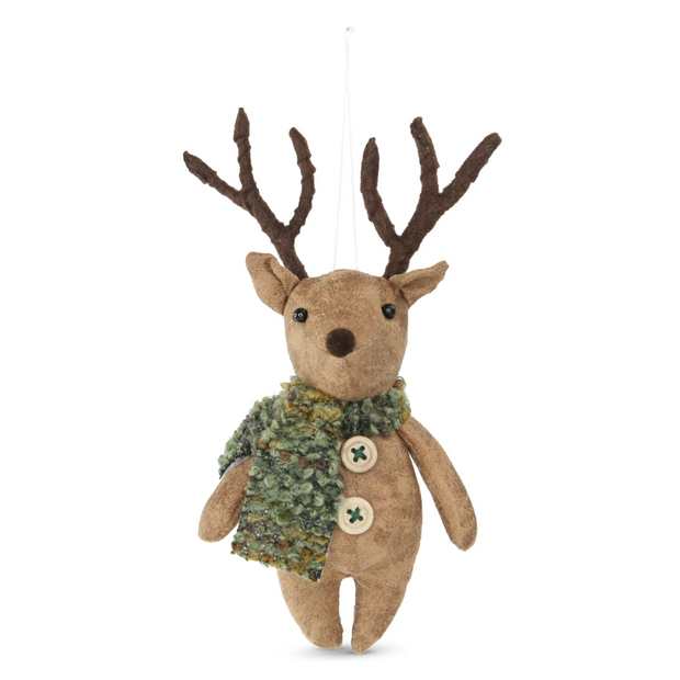 Fabric Woodland Hanging Reindeer - Moss Scarf