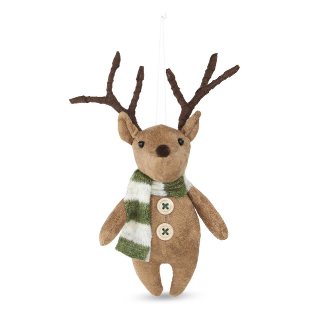 Fabric Woodland Hanging Reindeer - Stripe Scarf