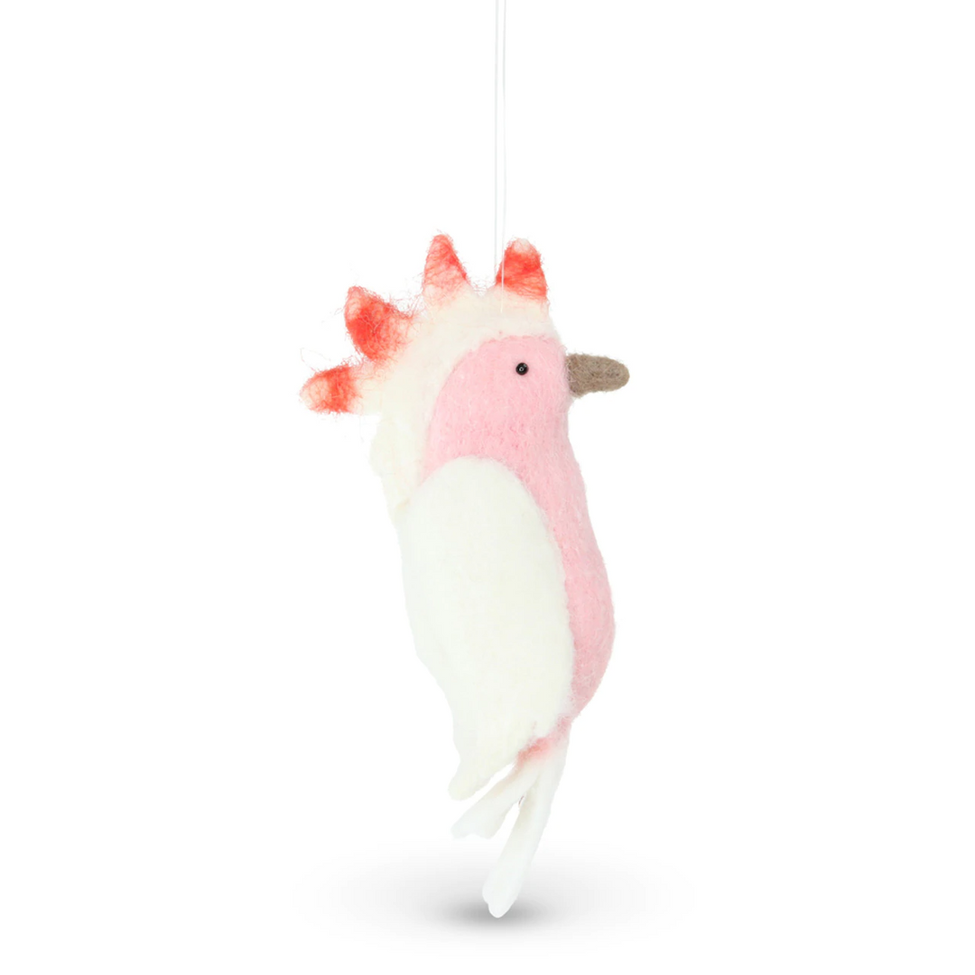 Wool Hanging Cockatoo - Pink