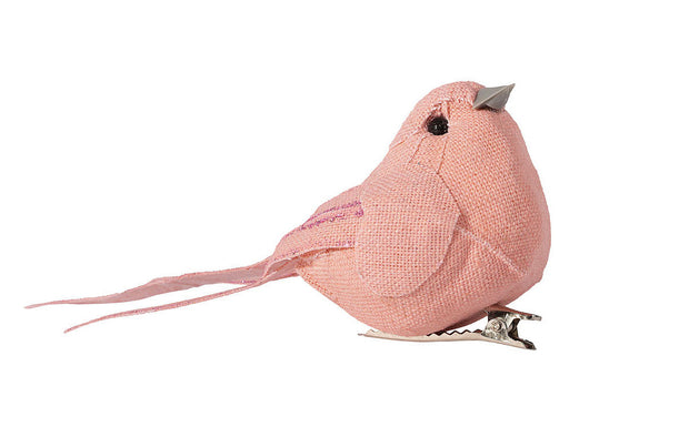 Clip Ornament Linen Bird - Soft Pink