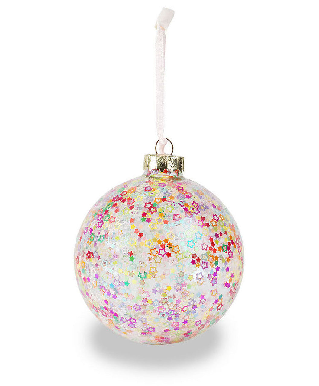 Hanging Bauble - Glass Glitter Star - Light Pink