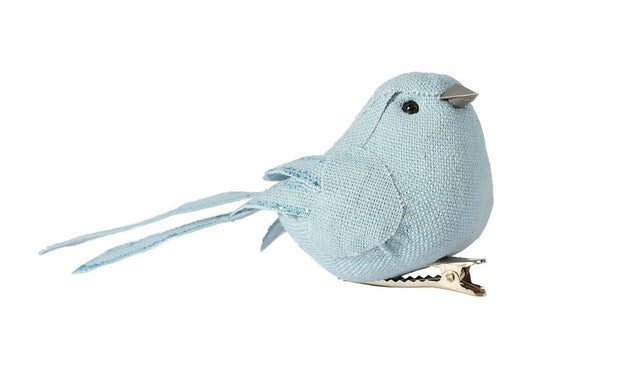 Clip Ornament Linen Bird - Soft Blue