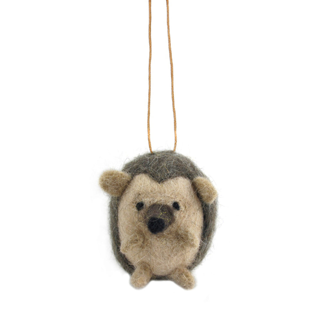 Wool Hanging Echidna - Brown