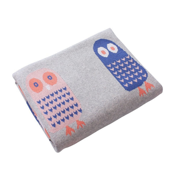 Hoot Owl Knit Cotton Blanket