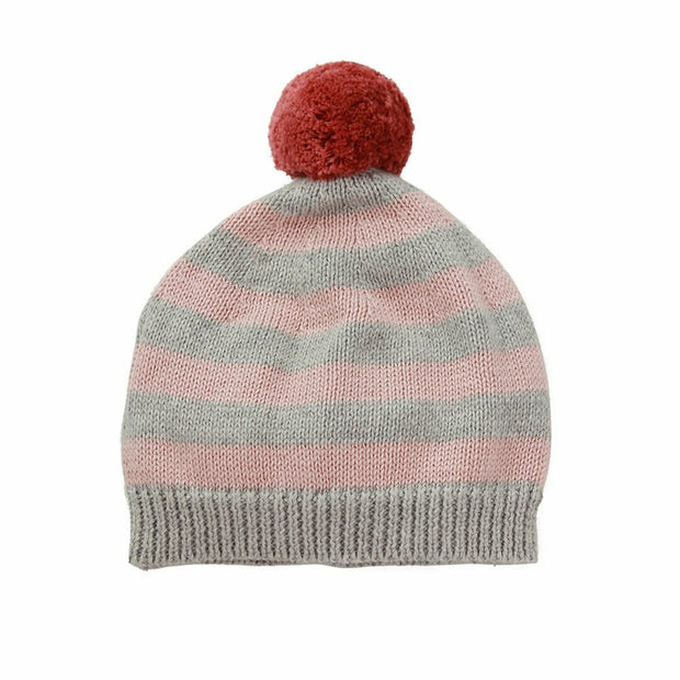 Dlux Baby Mason Cotton Stripe Pom Pom Hat - Pink