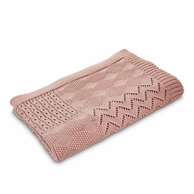 Dlux Baby Jessie Cotton Knitted Stroller Blanket - Pink