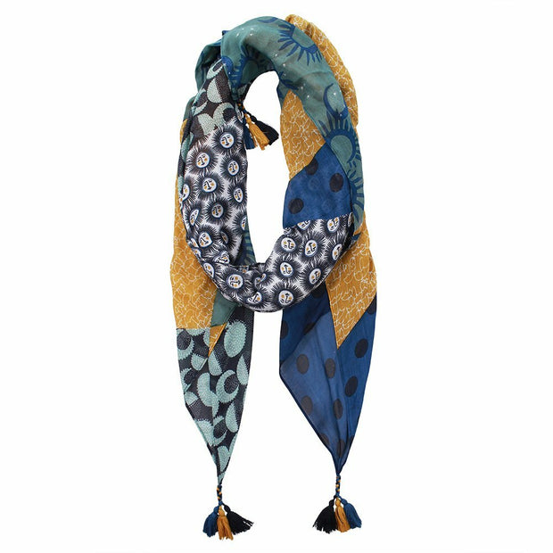 Dlux Mecca Printed Scarf with Plaited Tassels