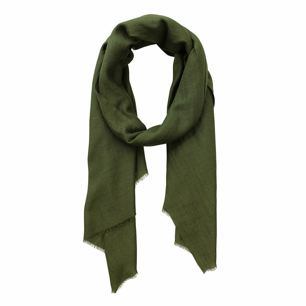Dlux Simone Wool Silk Twill Weave Scarf - Khaki