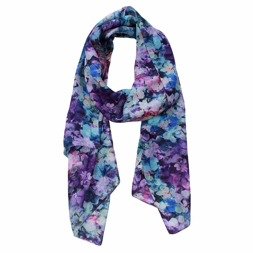 Vita Flowers Digital Print Silk Scarf