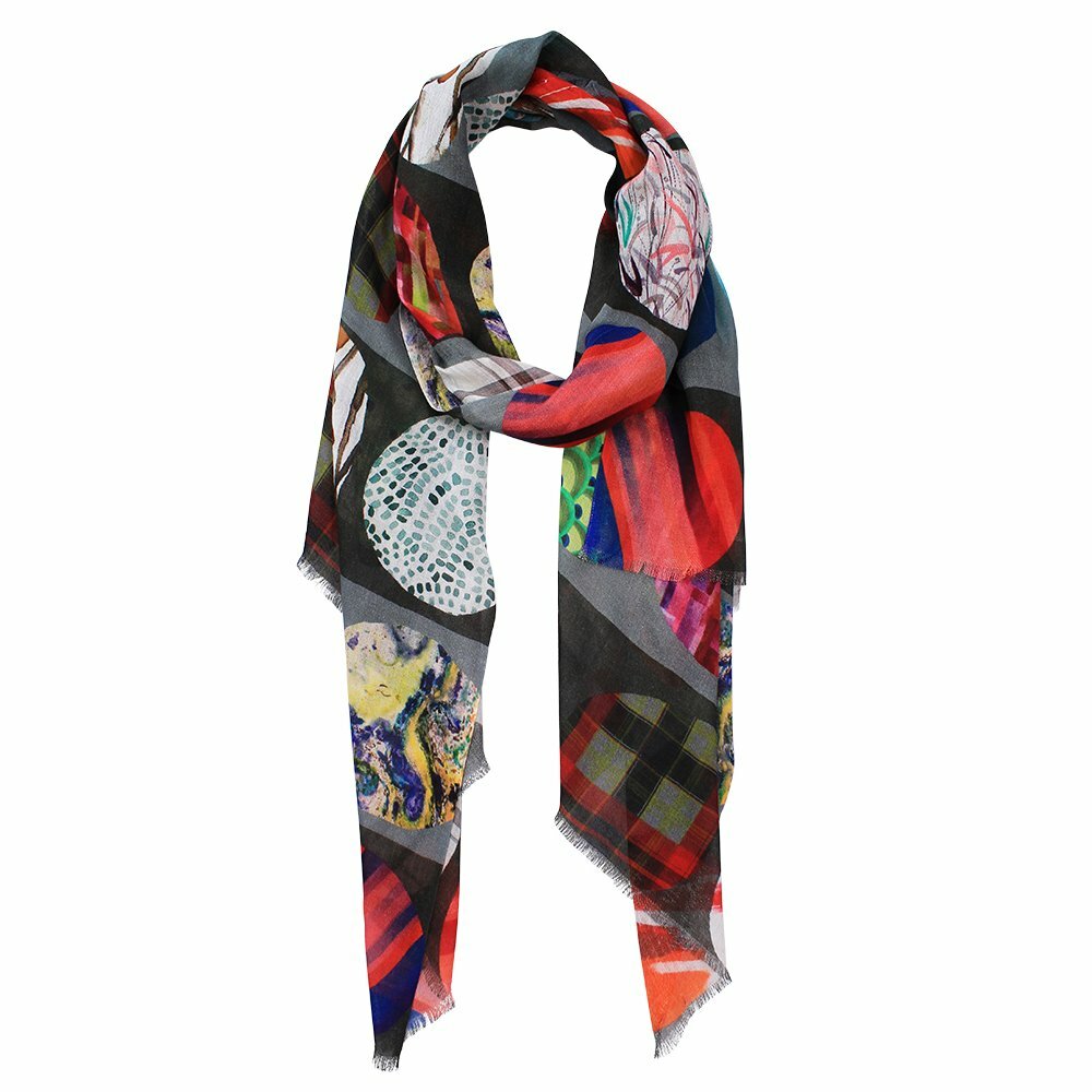 Dlax Kelsie Patches Print Cashmere Blend Scarf