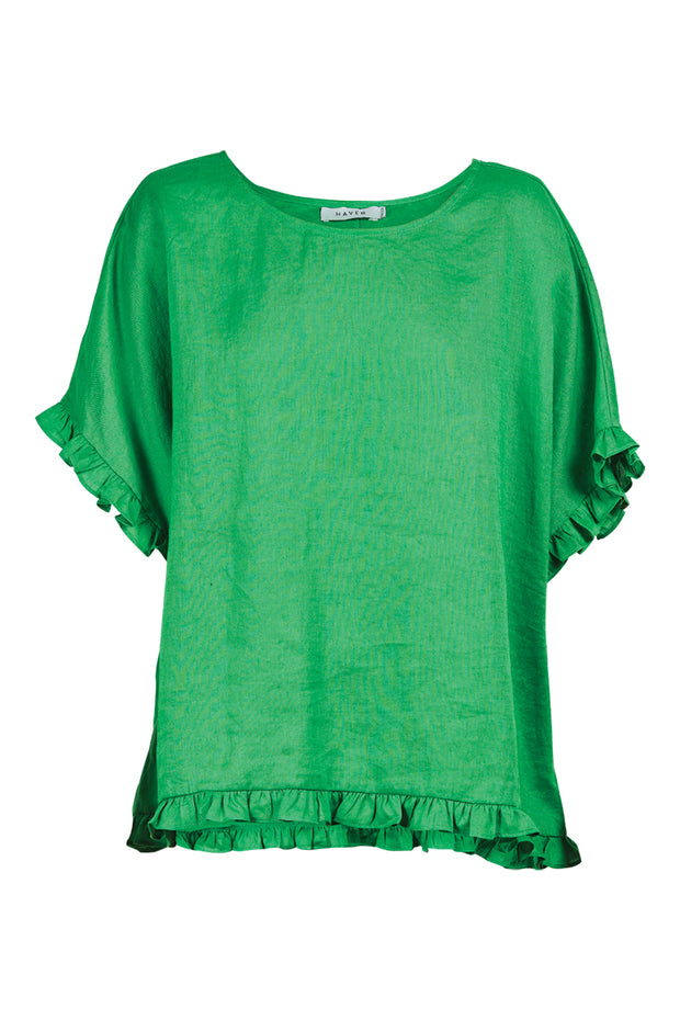 Eb & Ive Martinique Frill Top - Jade - One Size