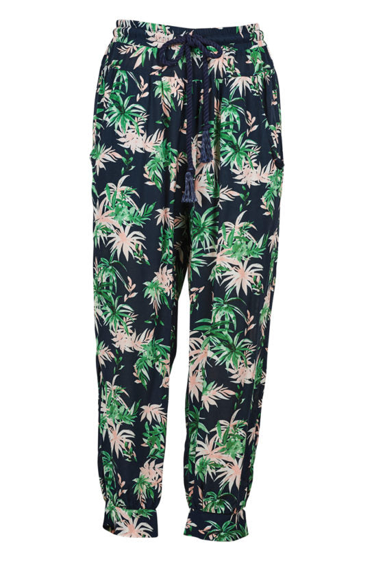 Eb & Ive Sardinia Pants - Indigo Palm - Medium/Large