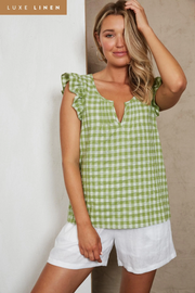 Eb & Ive Mimosa Frill Top - Evergreen