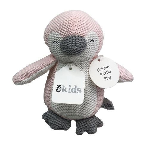 Knitted Penguin Rattle - Pink