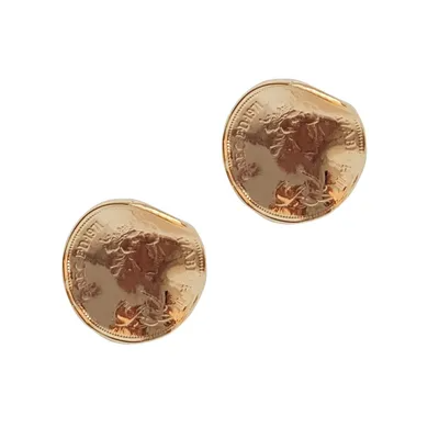 Large Curved Round Earrings - Rose Gold