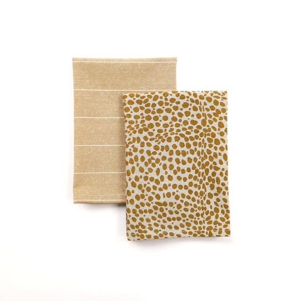 Animal Print Tea Towel Pack - Mustard