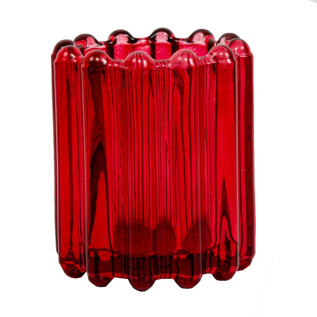Small Ribbed Tealight Holder - Berry