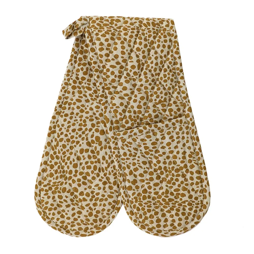 Mustard Animal Print Double Oven Glove