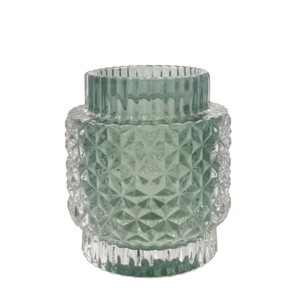 Small Crease Glass Tealight - Green 