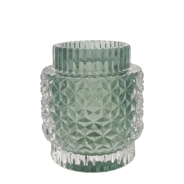 Small Crease Glass Tealight - Green 