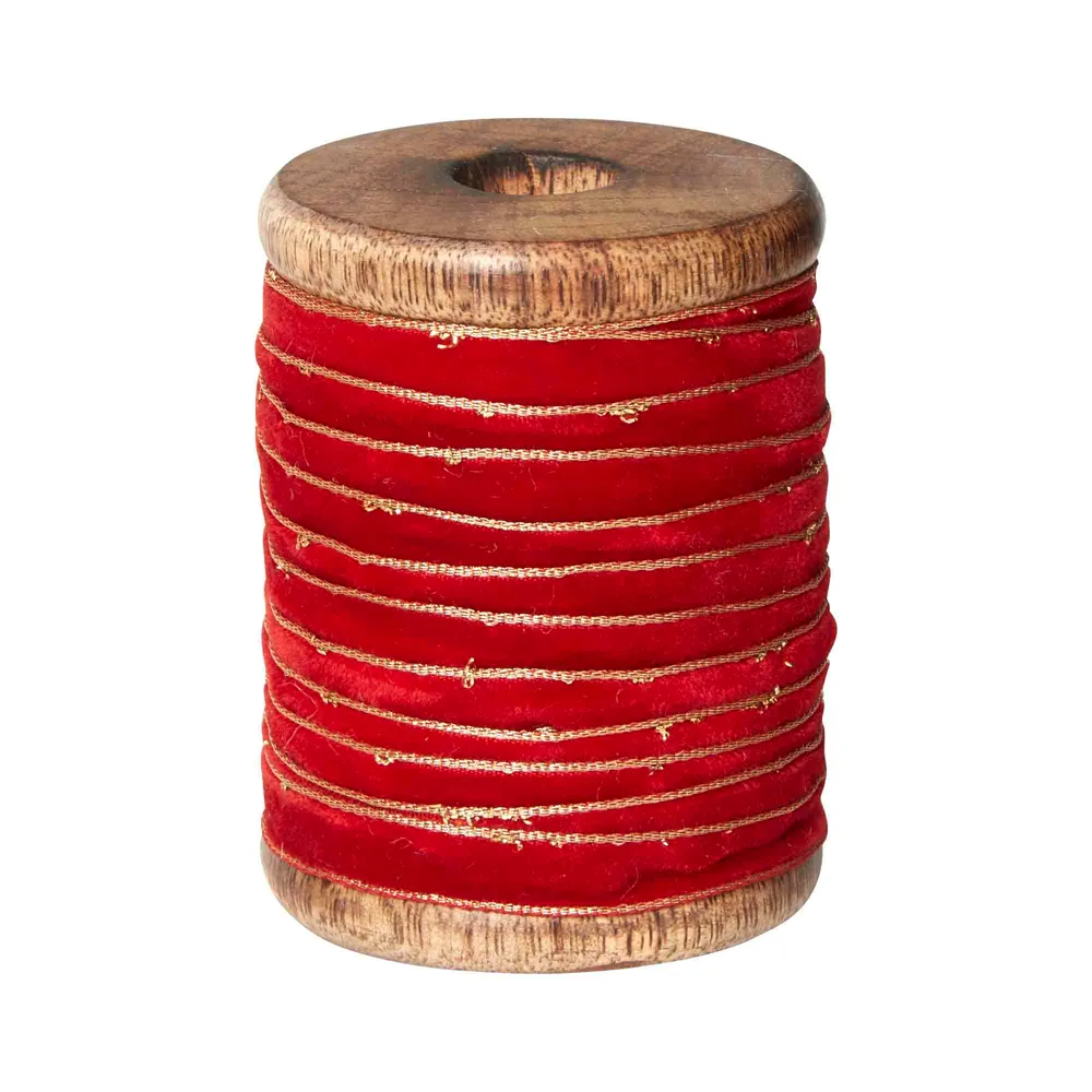 Velvet Ribbon Red Gold 10m