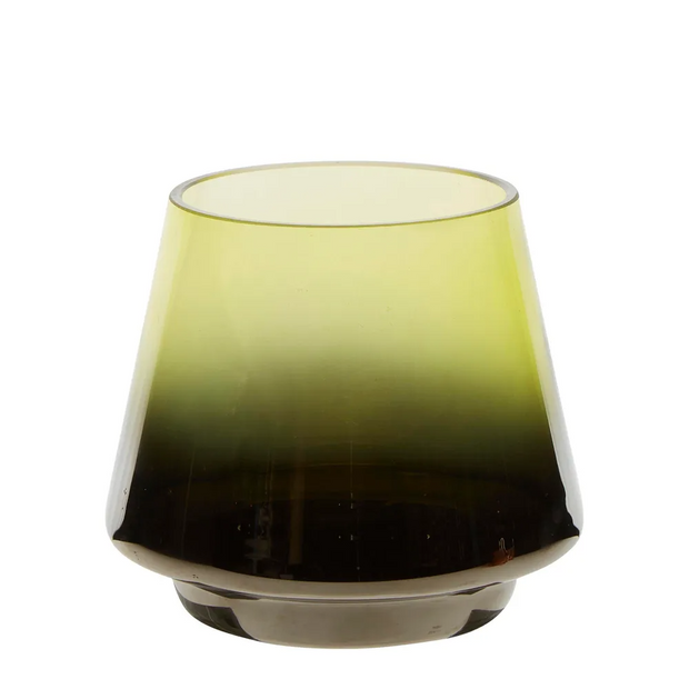 Drop Silvered Glass Tealight - Leaf Green