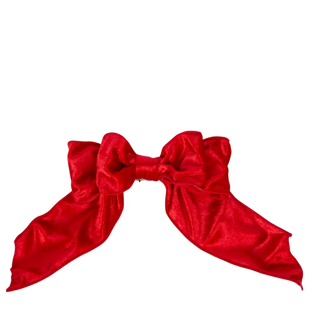 Velvet Clip On Bow - Red
