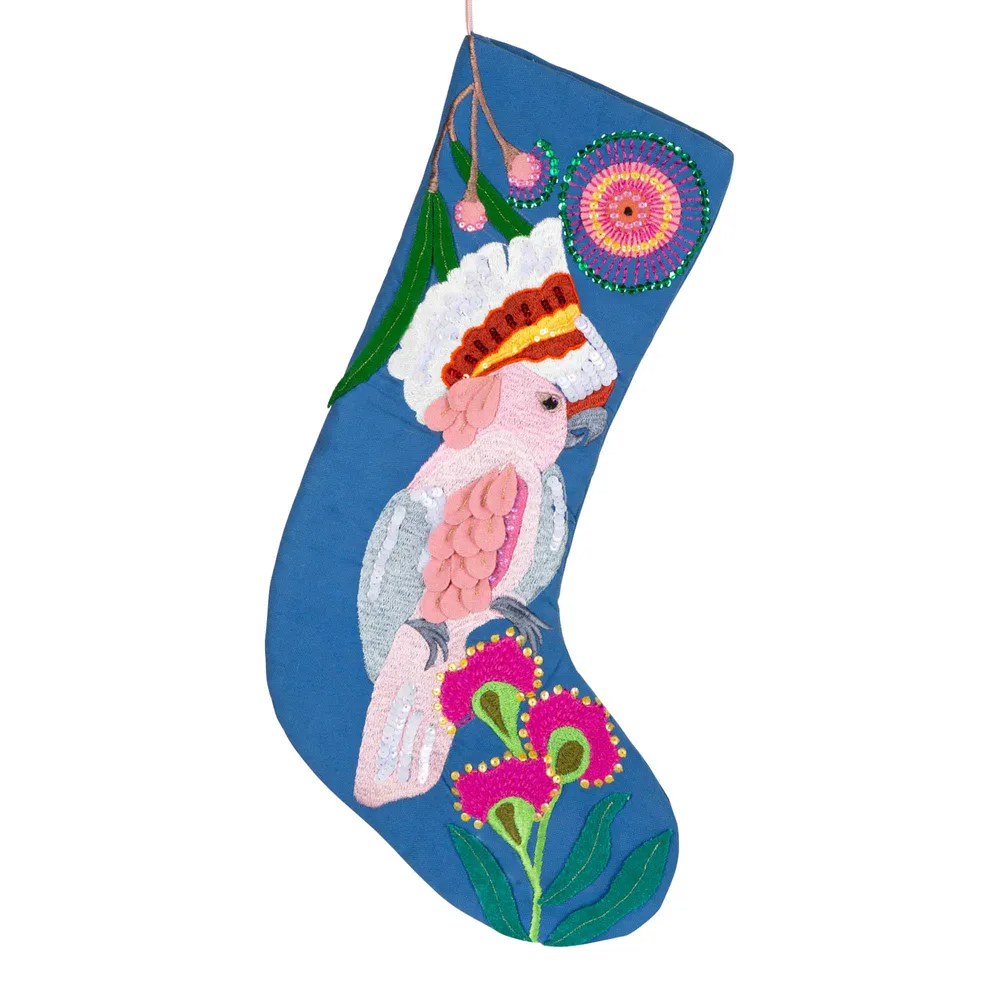 Cockatoo Australian Bird Stocking - Royal Blue