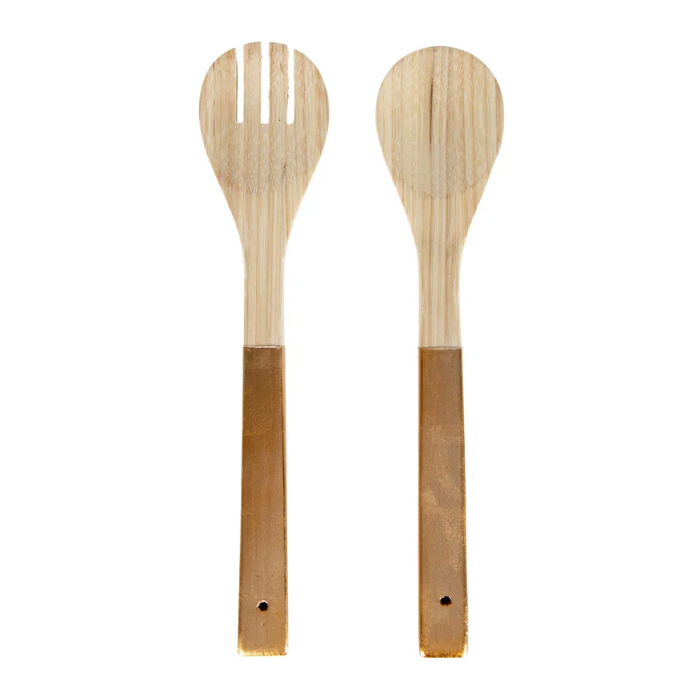 Saison Bamboo Salad Servers - Gold