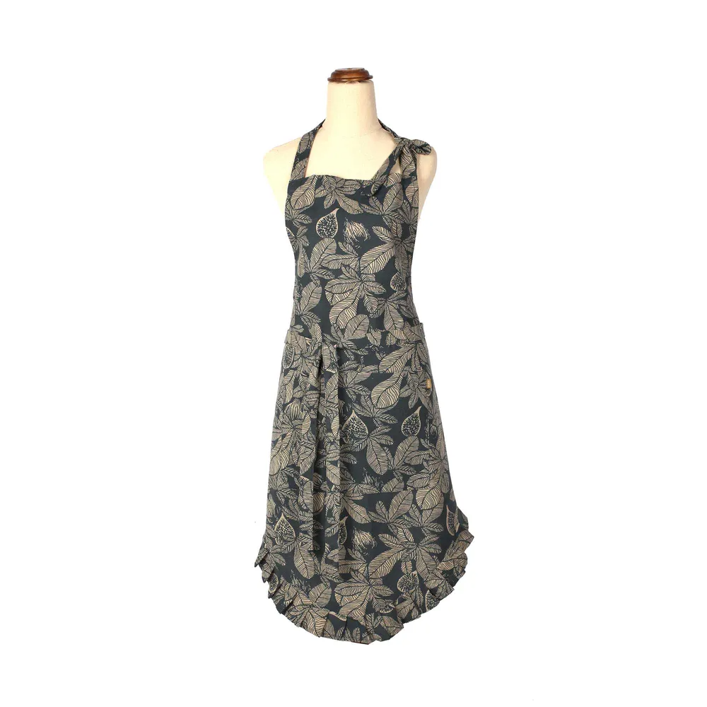 Fig Tree Frill Apron - Dark Slate
