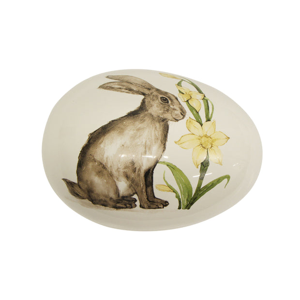 Large Rabbit with Flowers Ceramic Box