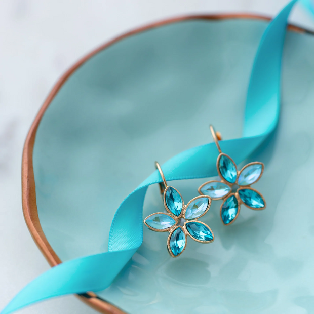 French Attic Lisette Flower Earrings - Blue